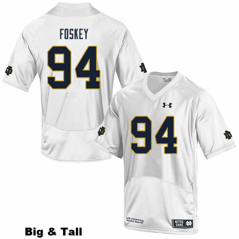 Men's NCAA Notre Dame Fighting Irish #94 Isaiah Foskey Stitched College Under Armour Authentic White Big & Tall Football Jersey LU10W70UV